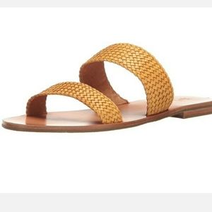 NIB FRYE Women's Ruth Woven slide Sandal Yellow Leather Size 8 new in box